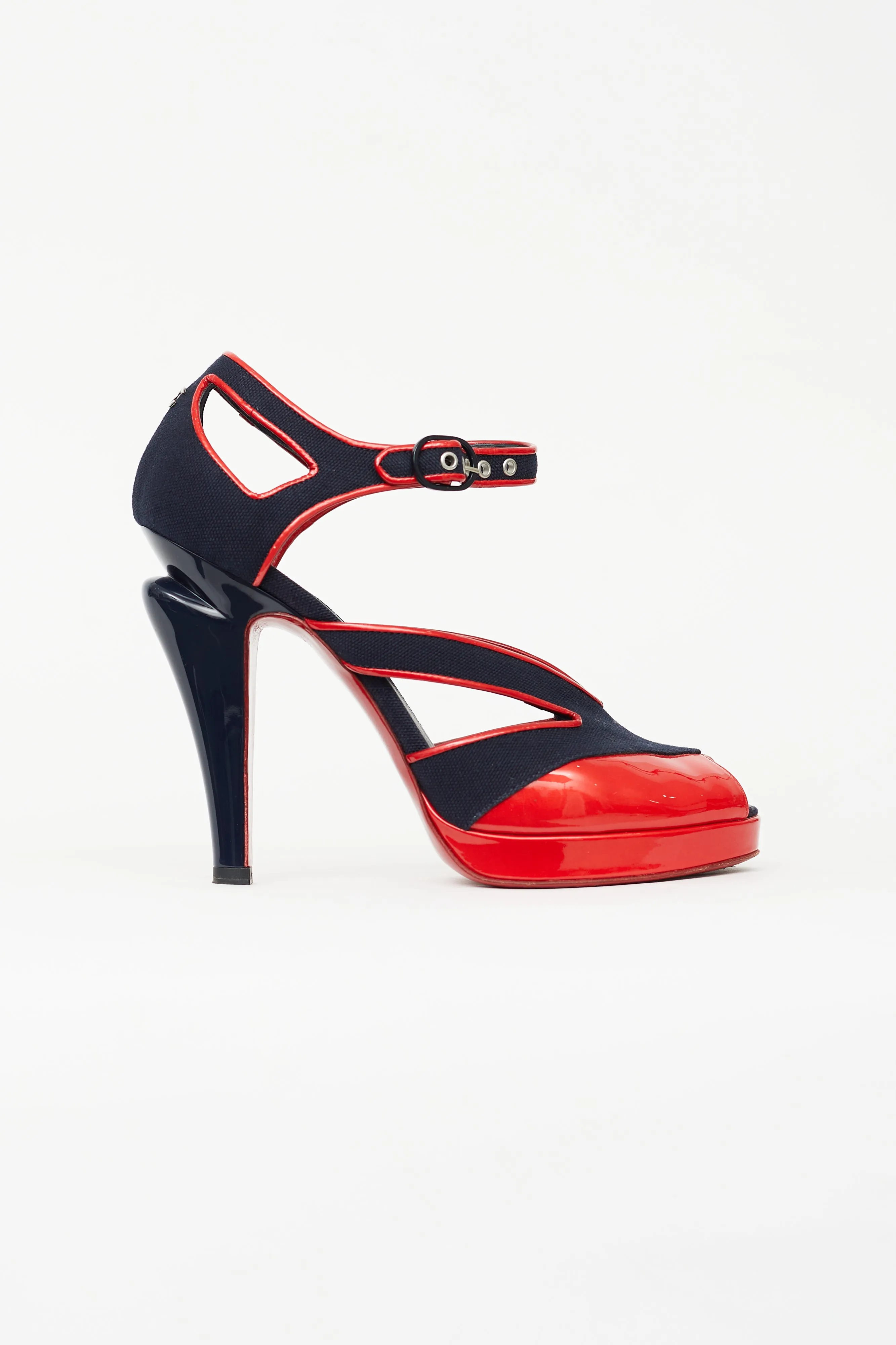 Spring 2008 Navy & Red Open Toe Heel