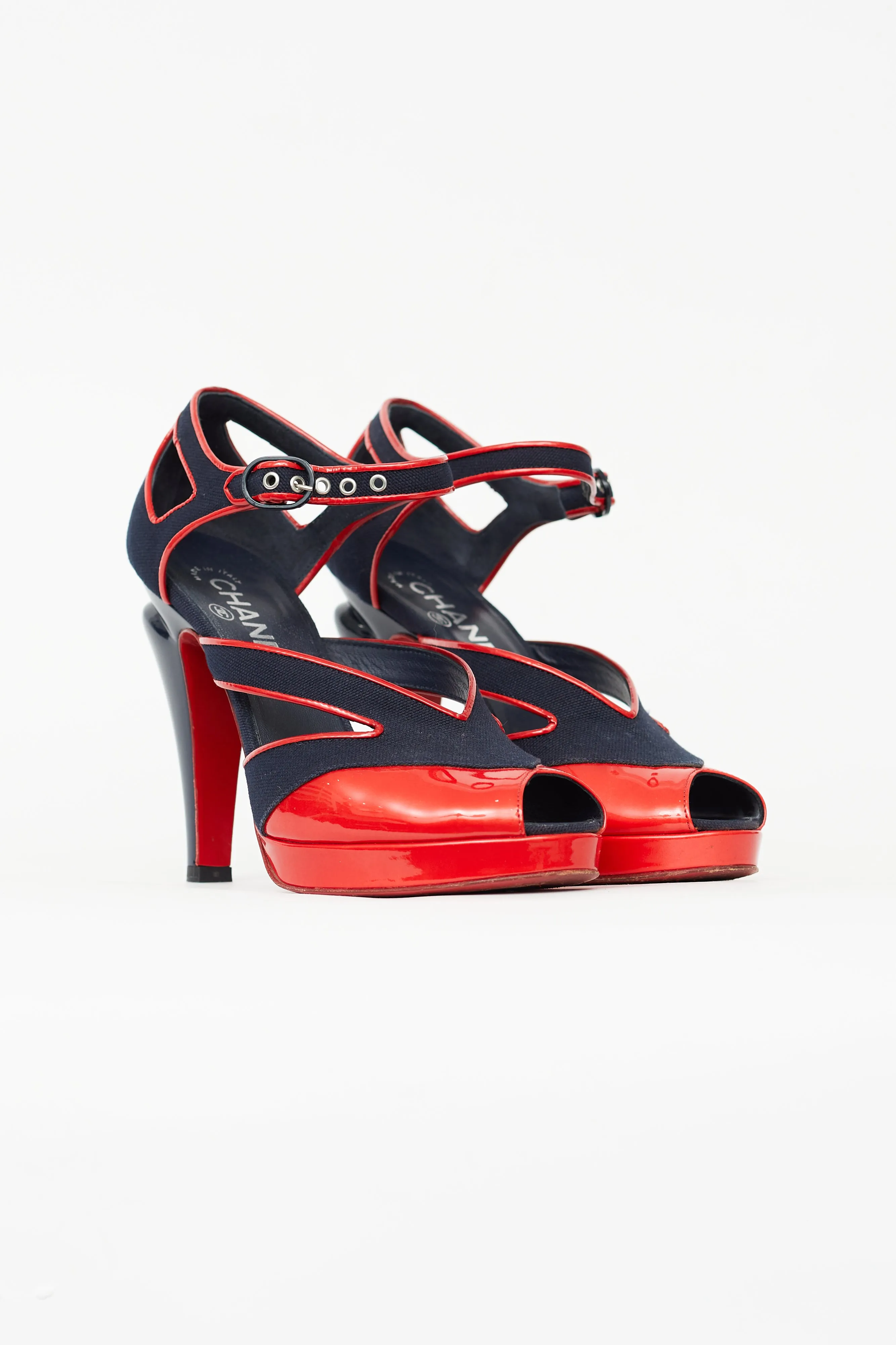 Spring 2008 Navy & Red Open Toe Heel