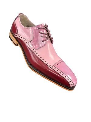 Stacy Adams Plaza Men's Multi Color Pink Lace-Up Dress Shoes Oxford Fashion Design