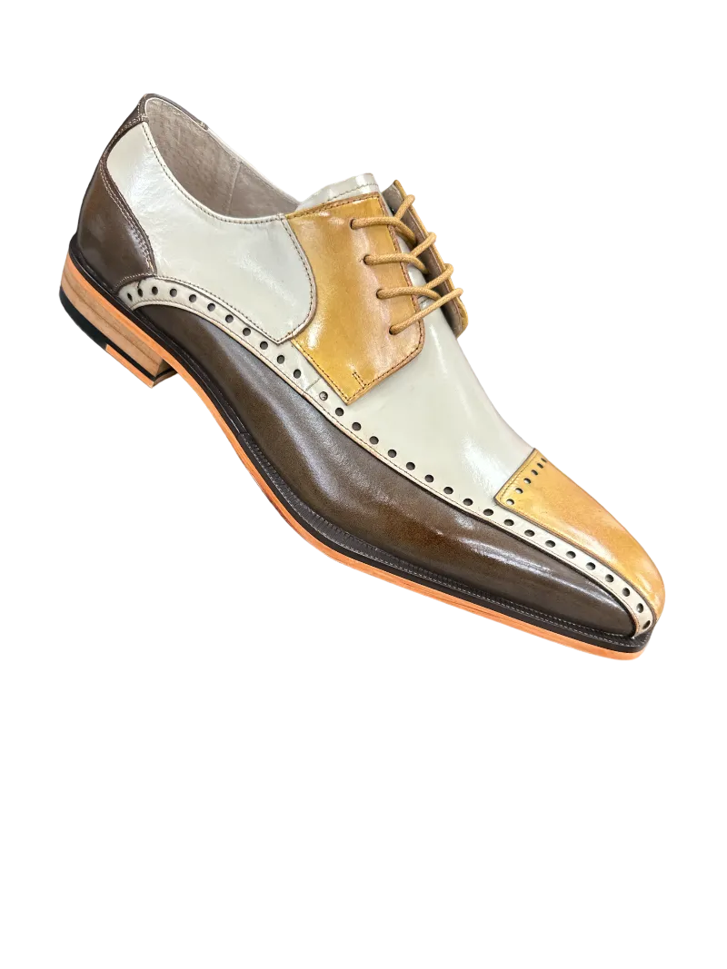 Stacy Adams Plaza Multi Color Olive Men's Lace-Up Dress Shoes Oxford Cap Toe