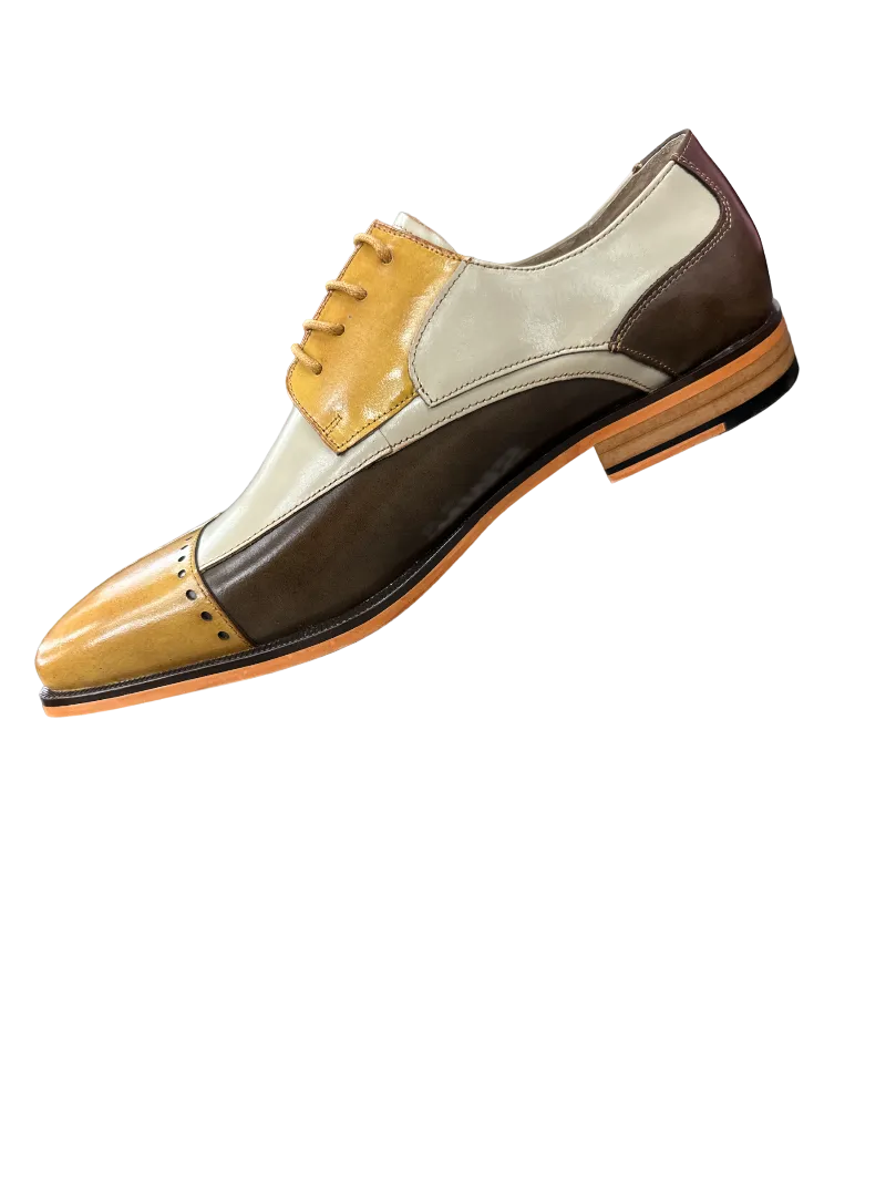 Stacy Adams Plaza Multi Color Olive Men's Lace-Up Dress Shoes Oxford Cap Toe