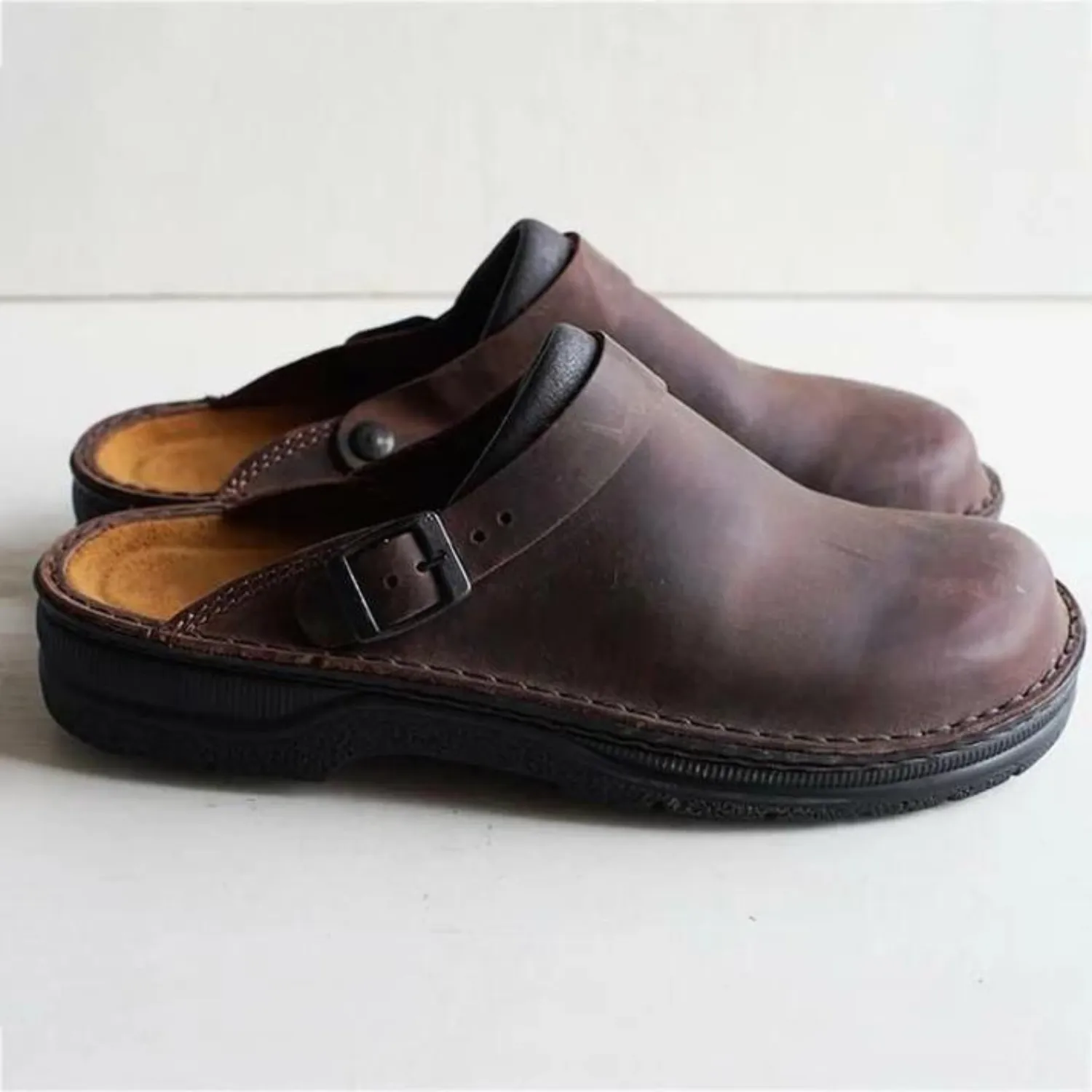 Stapper - Men's Leather Clogs, Adjustable strap, Booties, Comfortable