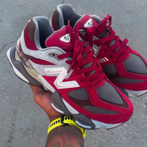 New Balance 9060 Red grey Ankle Lock Technology Fresh Airflow
