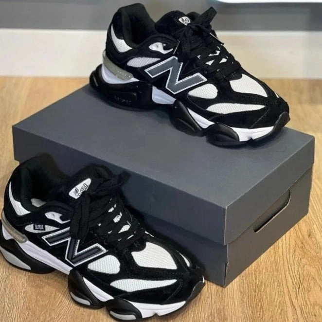 Fashion-Forward Woven Upper Technology NB 9060 black and white