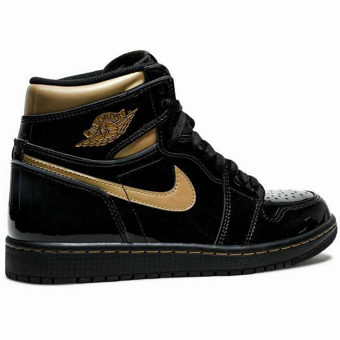 Seam Free Upper Air Jordan 1 Retro High Patent "Black Metallic Gold" (2020)