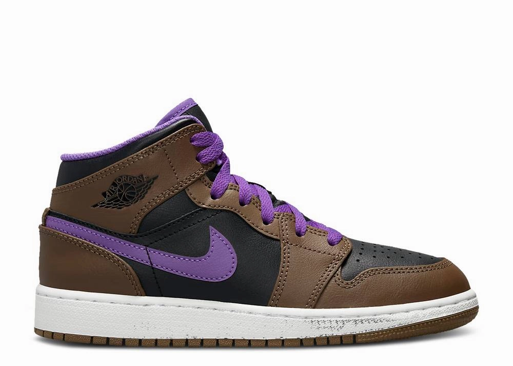 Jordan 1 Mid Palomino Purple Mocha (GS) Outdoor Move Breathable Outsole