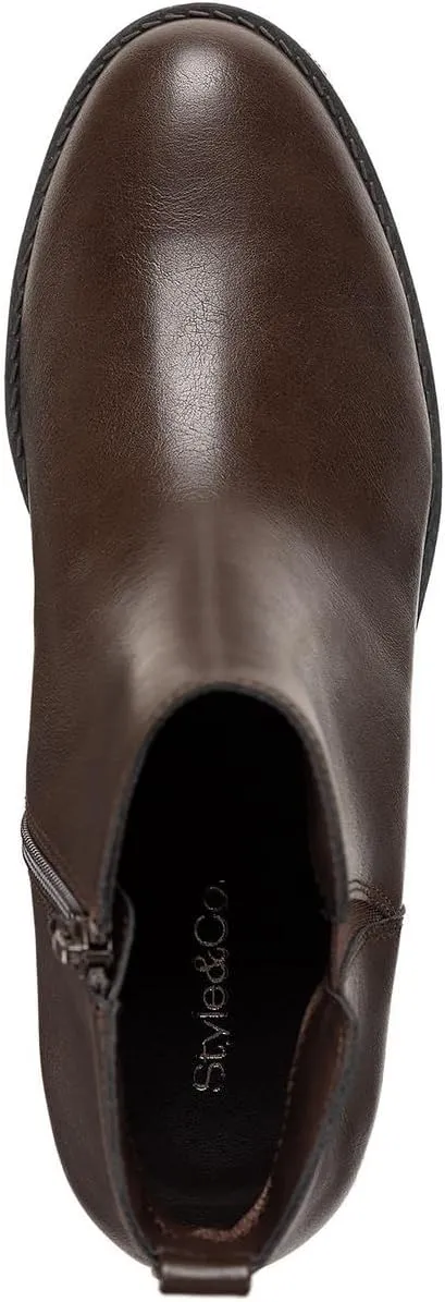 Style & Co. Womens GARNERR Stretch Faux Leather Ankle Boots