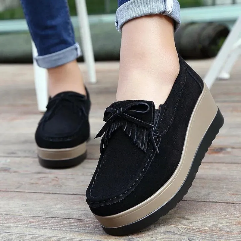 Suede Tassel Fringe Loafers Moccasins