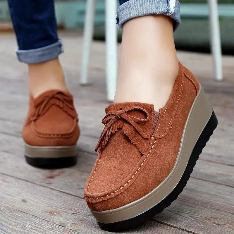 Suede Tassel Fringe Loafers Moccasins