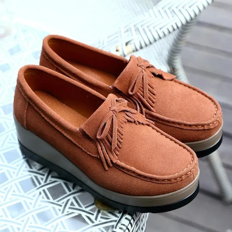 Suede Tassel Fringe Loafers Moccasins