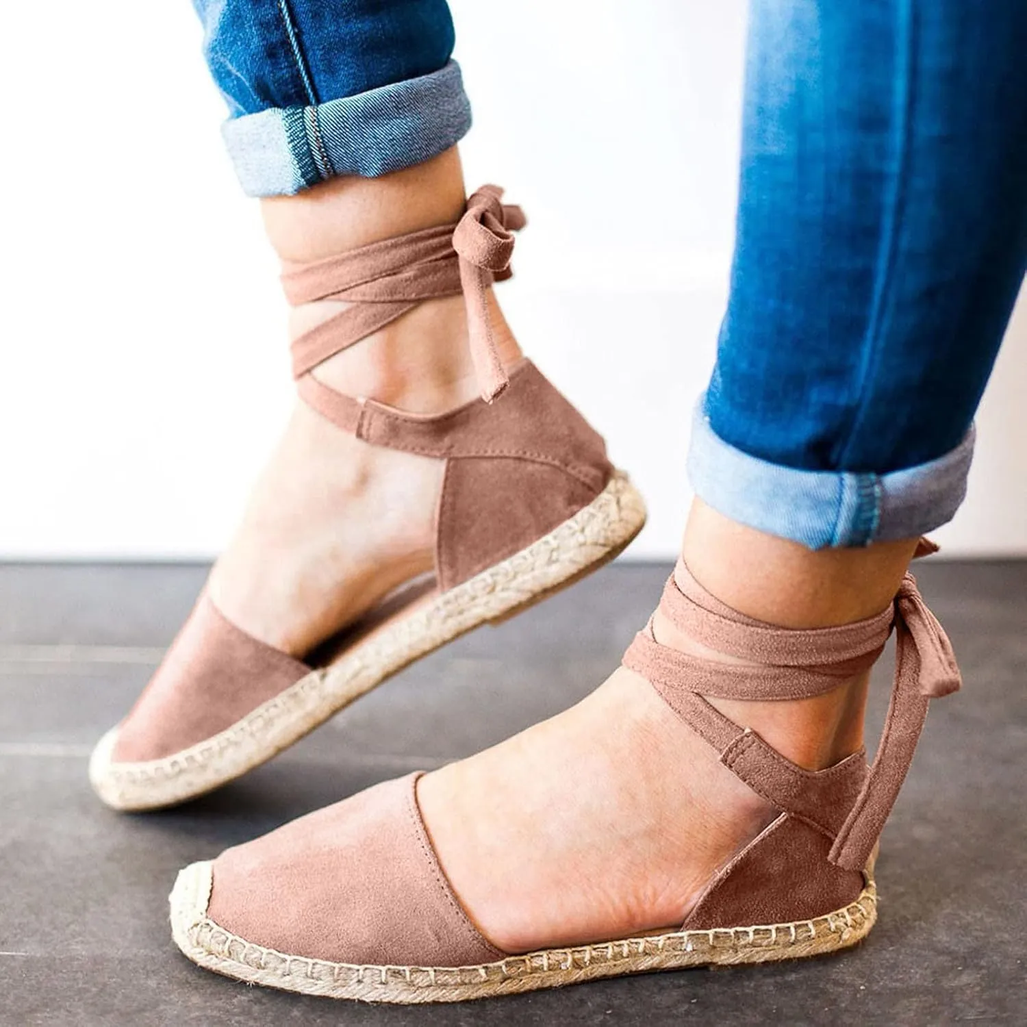 Summer Fashion Womens Casual Shoes Flat Lace Up Leisure Sandals Memory Foam I Love Sandals for Women