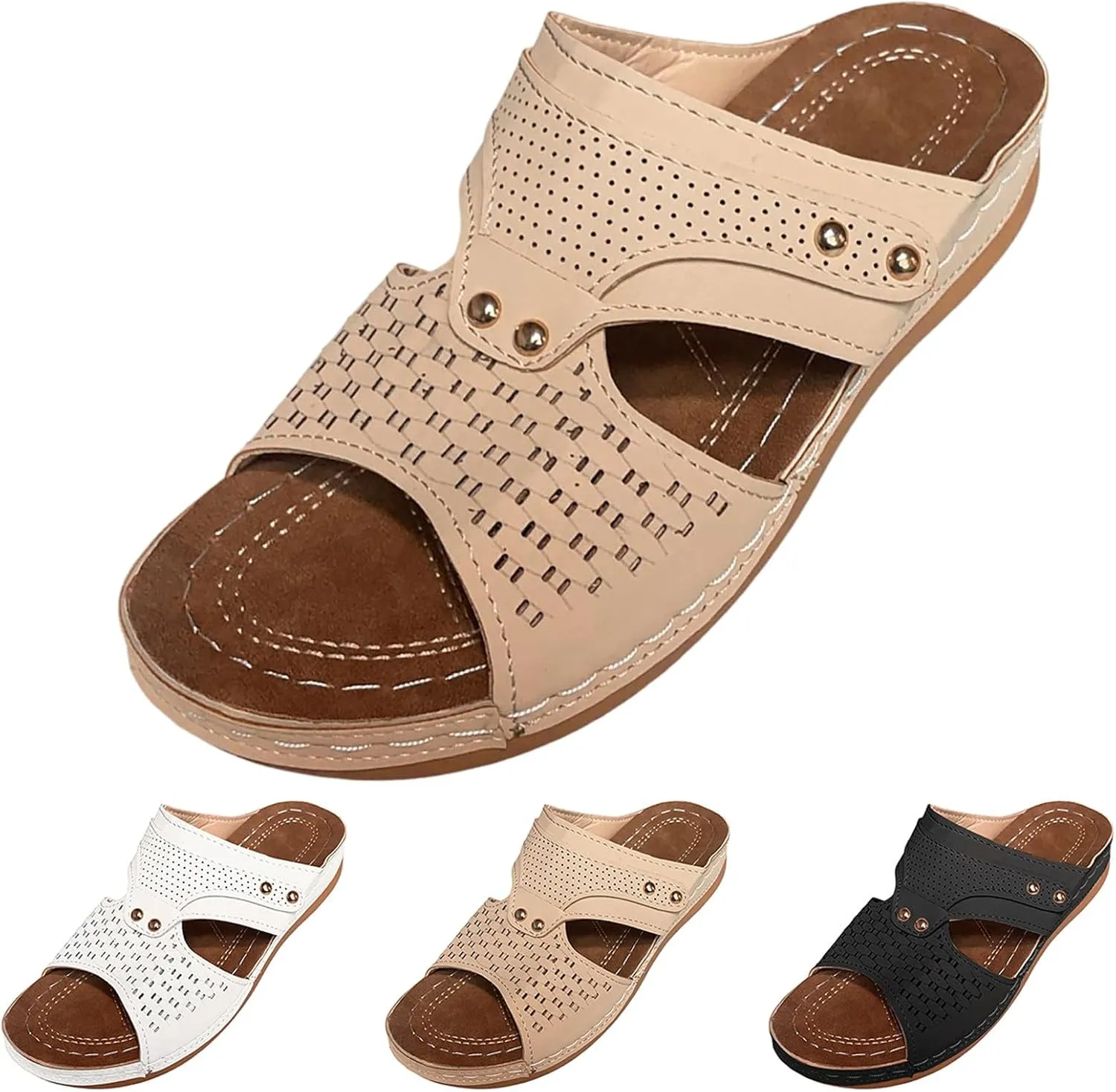 Summer Solid Slip On Casual Open Toe Wedges Comfortable Beach Shoes Sandals Slippers Lady Memory Foam Flip Flop