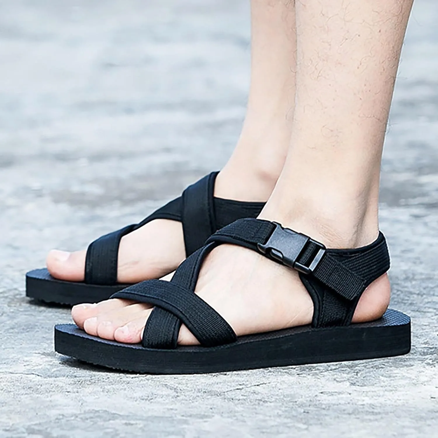 Summer Thick Bottom Sandals for Men Adjustable Strap Recovery Sandals Comfortable Walking Sandals Beach Shoes