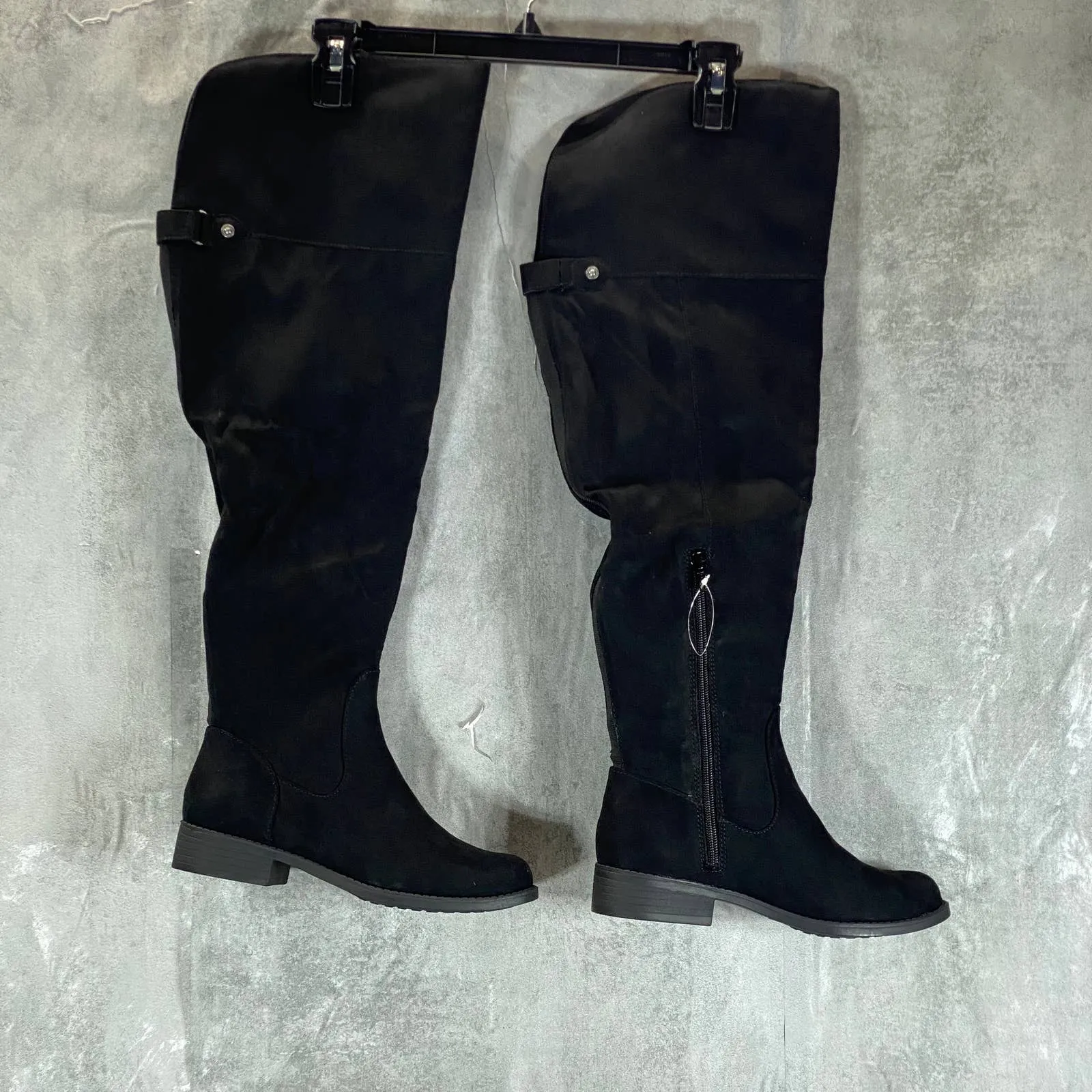 SUN STONE Women's Black Micro Allicce Wide-Calf Over-The-Knee Boots SZ 6.5WC