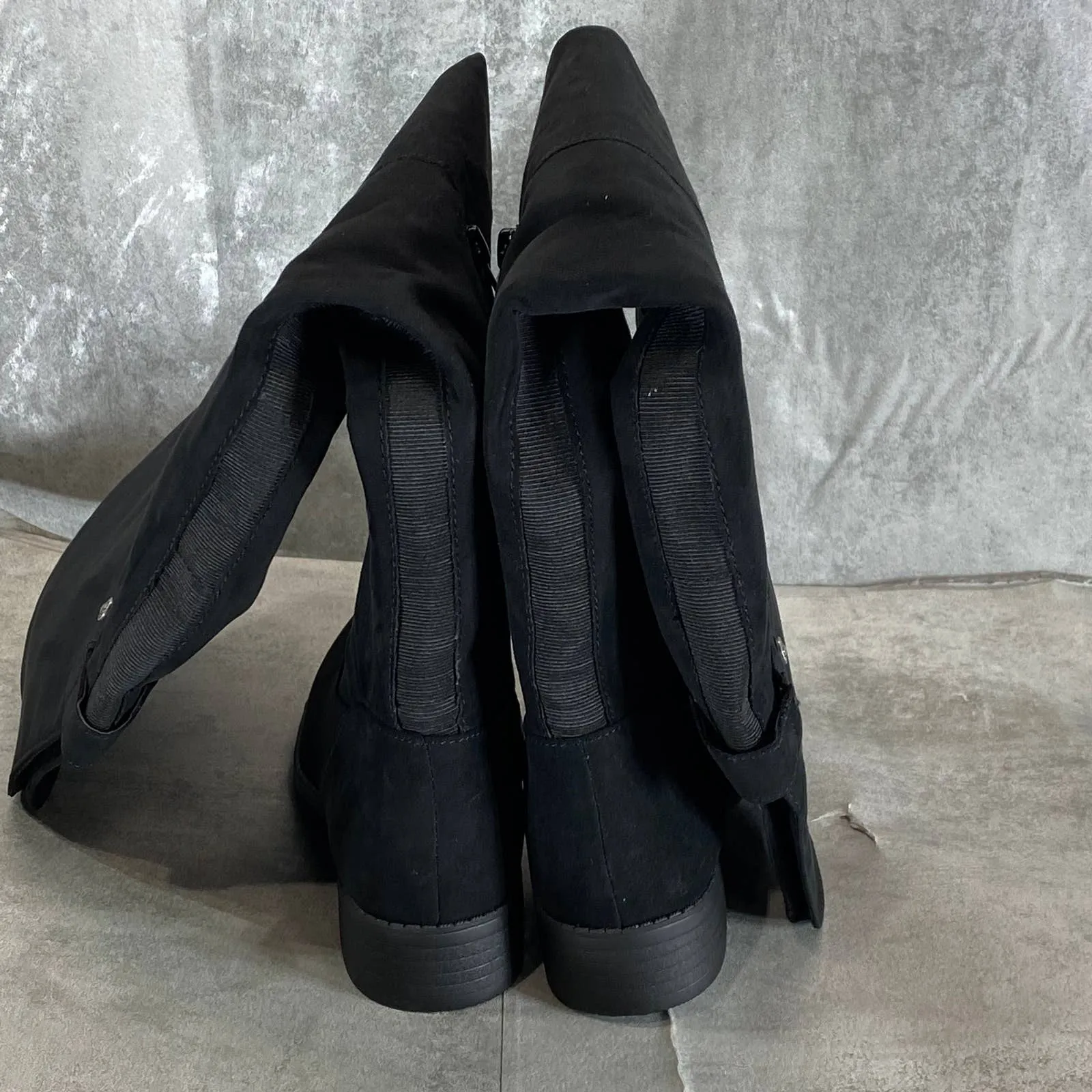 SUN STONE Women's Black Micro Allicce Wide-Calf Over-The-Knee Boots SZ 6.5WC