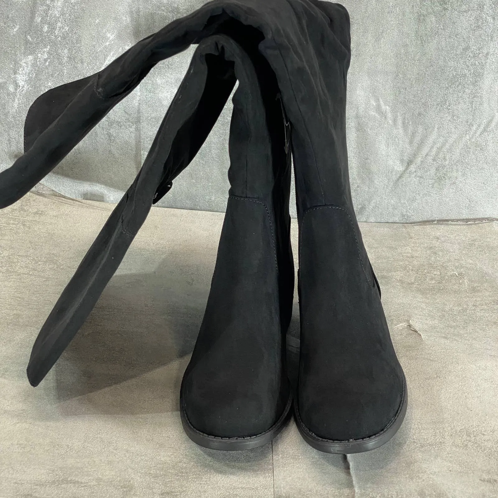 SUN STONE Women's Black Micro Allicce Wide-Calf Over-The-Knee Boots SZ 6.5WC