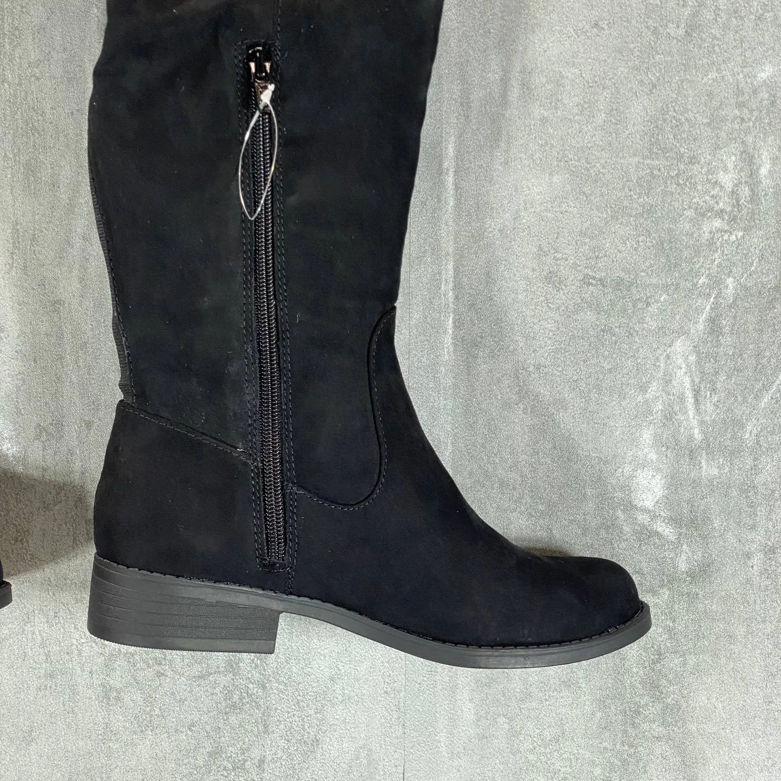 SUN STONE Women's Black Micro Allicce Wide-Calf Over-The-Knee Boots SZ 6.5WC