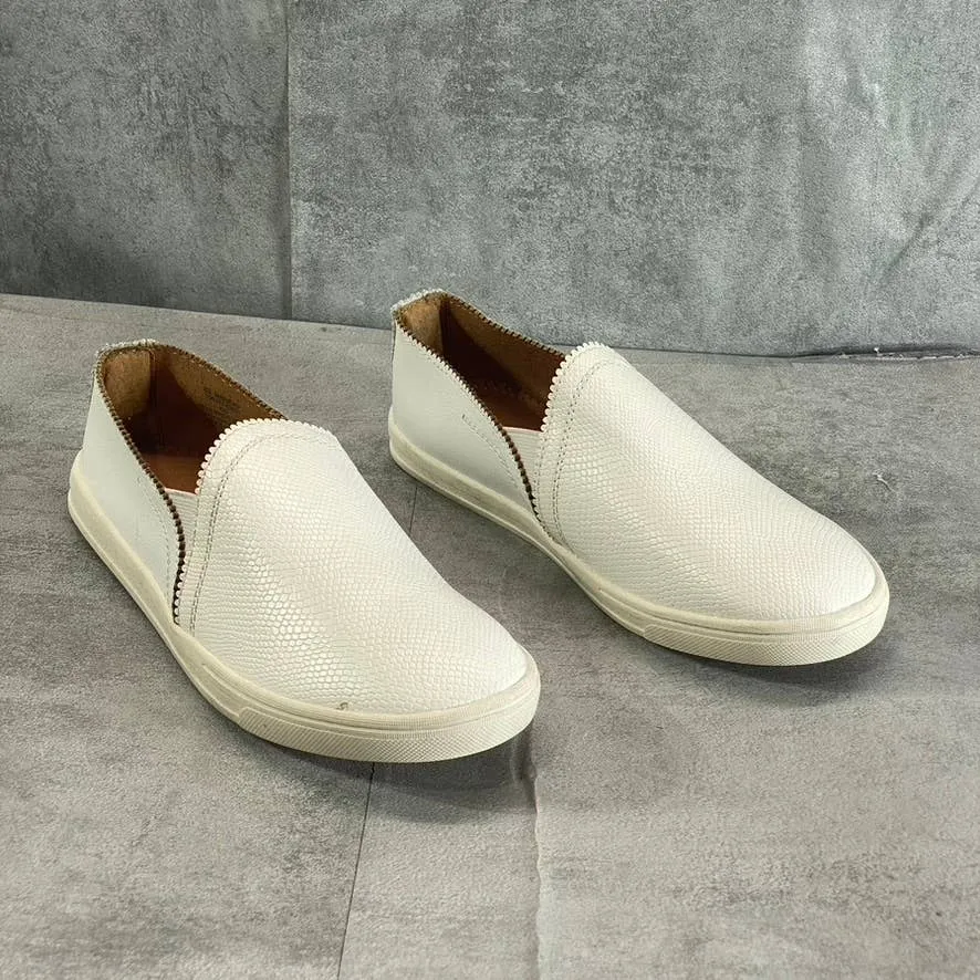 SUN STONE Women's White Snake Embossed Miriam Round-Toe Slip-On Sneakers SZ 6