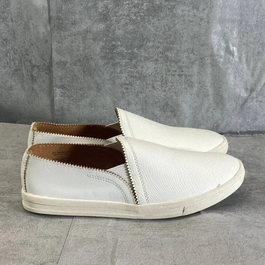 SUN STONE Women's White Snake Embossed Miriam Round-Toe Slip-On Sneakers SZ 6