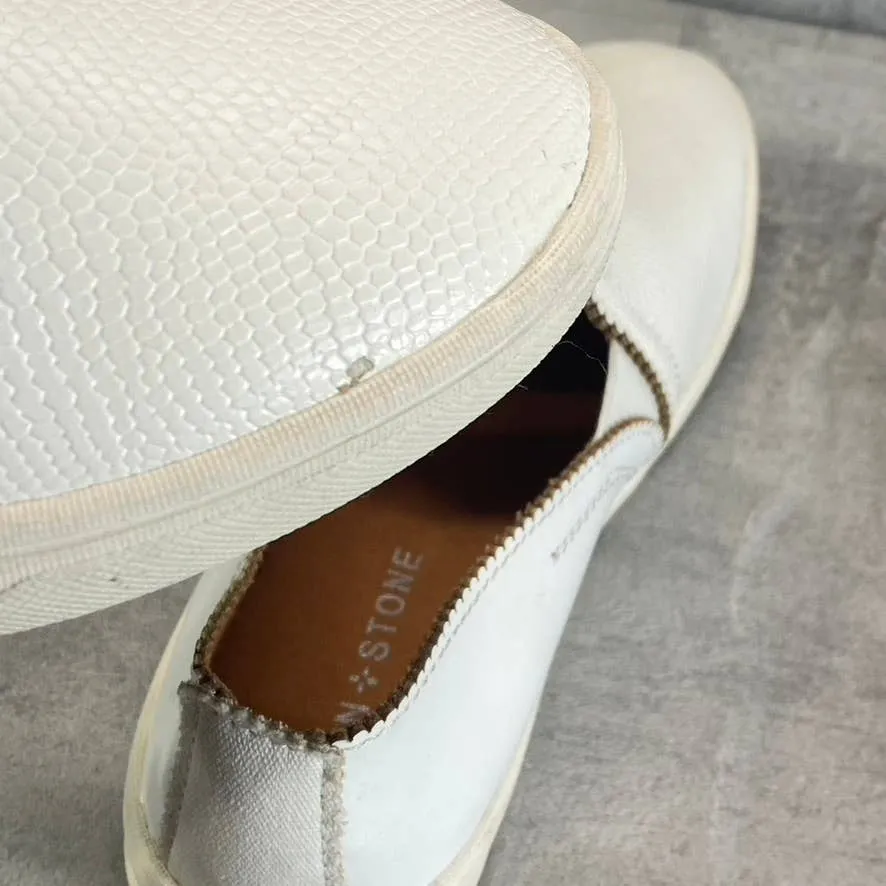 SUN STONE Women's White Snake Embossed Miriam Round-Toe Slip-On Sneakers SZ 6