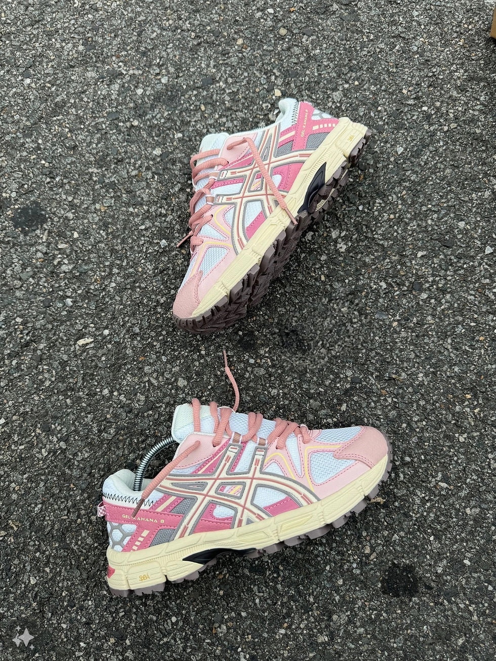 mesh - upper shoes Asic kahana white pink