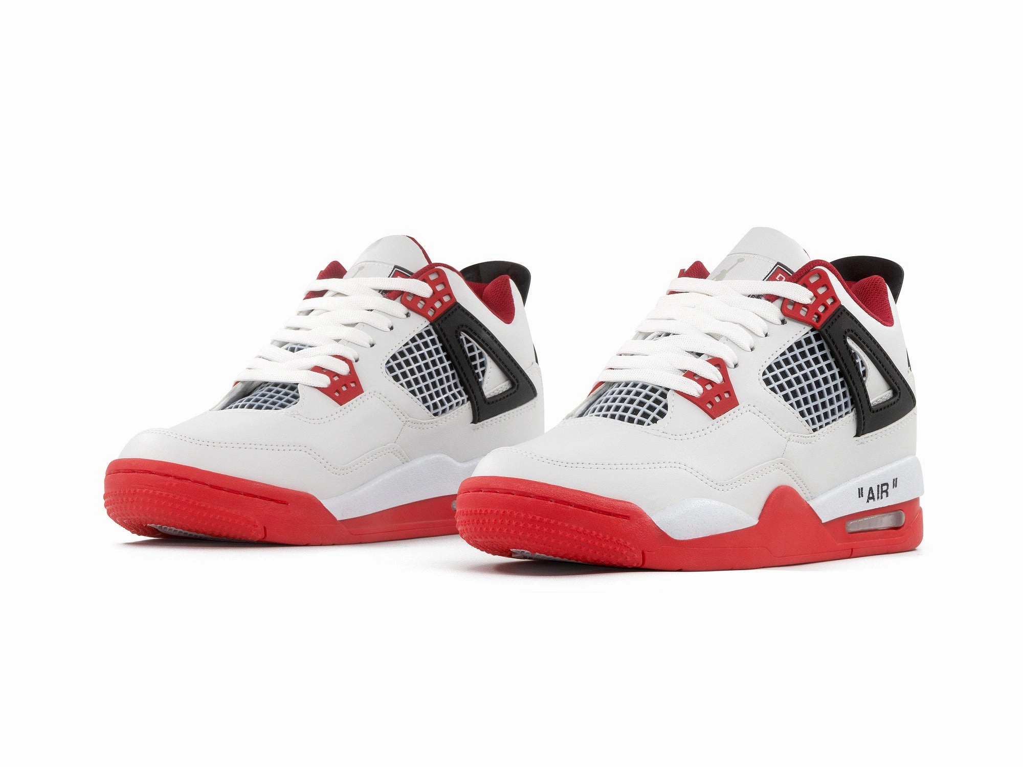 Comfortable Fit Around Heel rubber Tenis Retro 4 Blanco Rojo