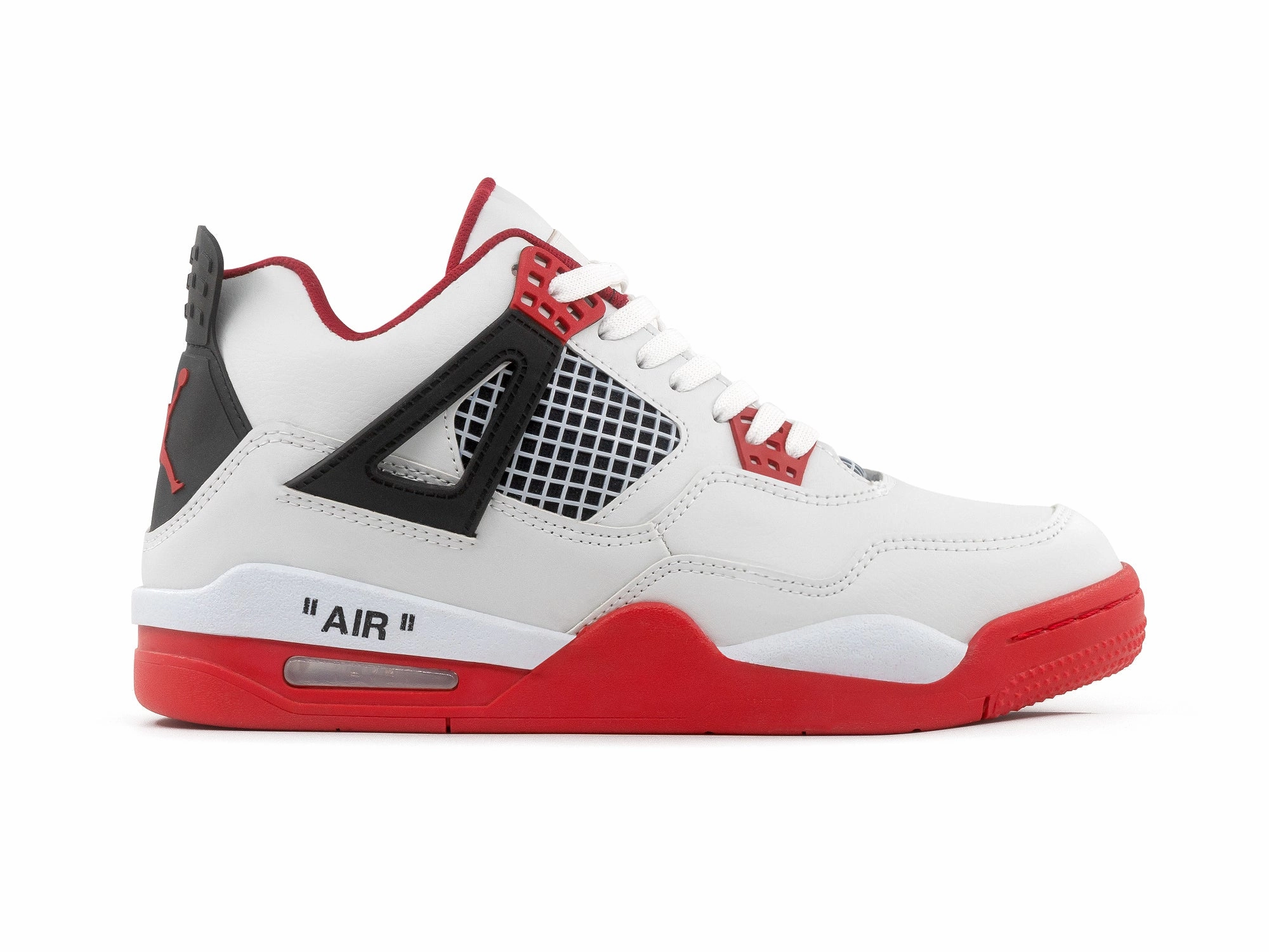 Slip Resistant Grip Tenis Retro 4 Blanco Rojo