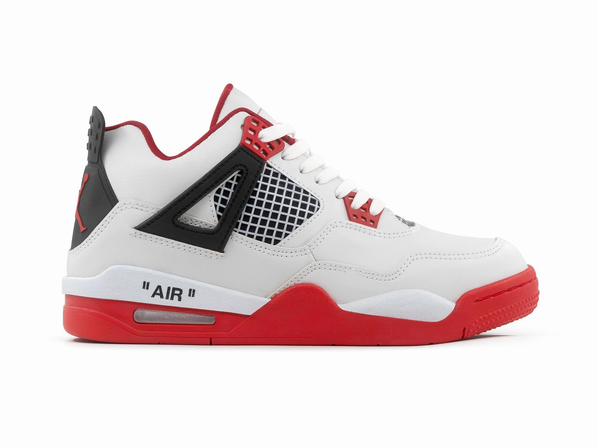 running in a truss bridge area shoes Tenis Retro 4 Blanco Rojo