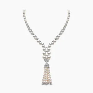 Tassel 18K Gold Freshwater Pearl Classic Diamond Necklace
