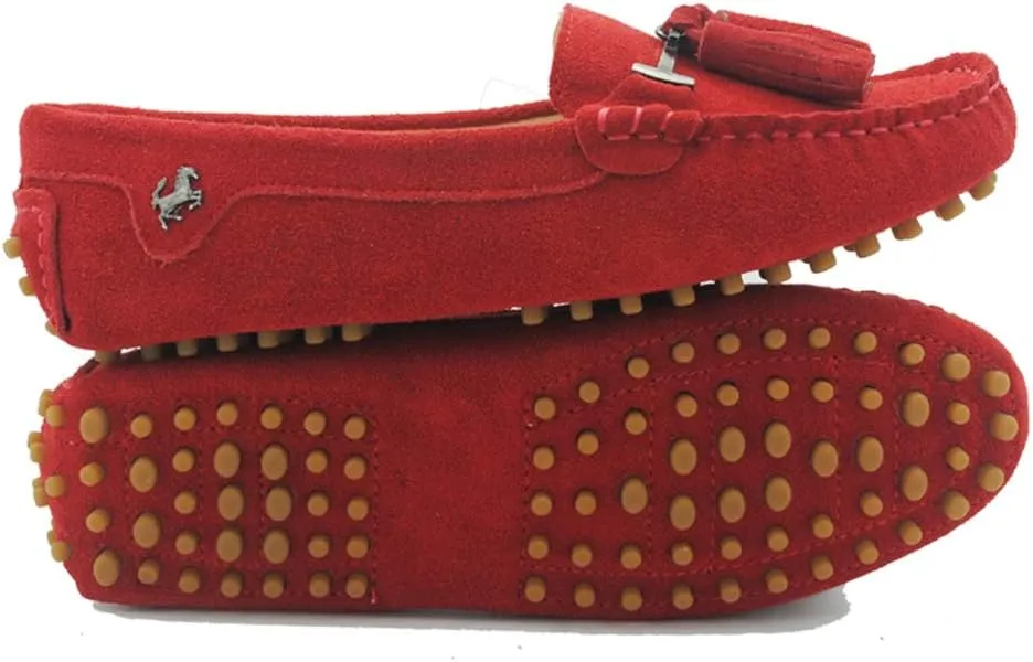 TDA Womens Casual Comfort Slip-on Metal Button Tassel Suede Leather Driving Walking Trail Running Loafers Boat Shoes Multi Colored