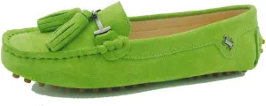 TDA Womens Casual Comfort Slip-on Metal Button Tassel Suede Leather Driving Walking Trail Running Loafers Boat Shoes Multi Colored