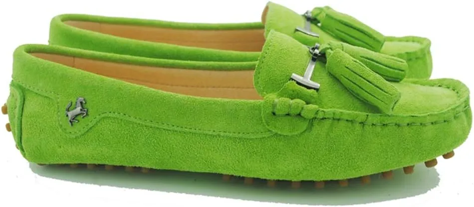 TDA Womens Casual Comfort Slip-on Metal Button Tassel Suede Leather Driving Walking Trail Running Loafers Boat Shoes Multi Colored