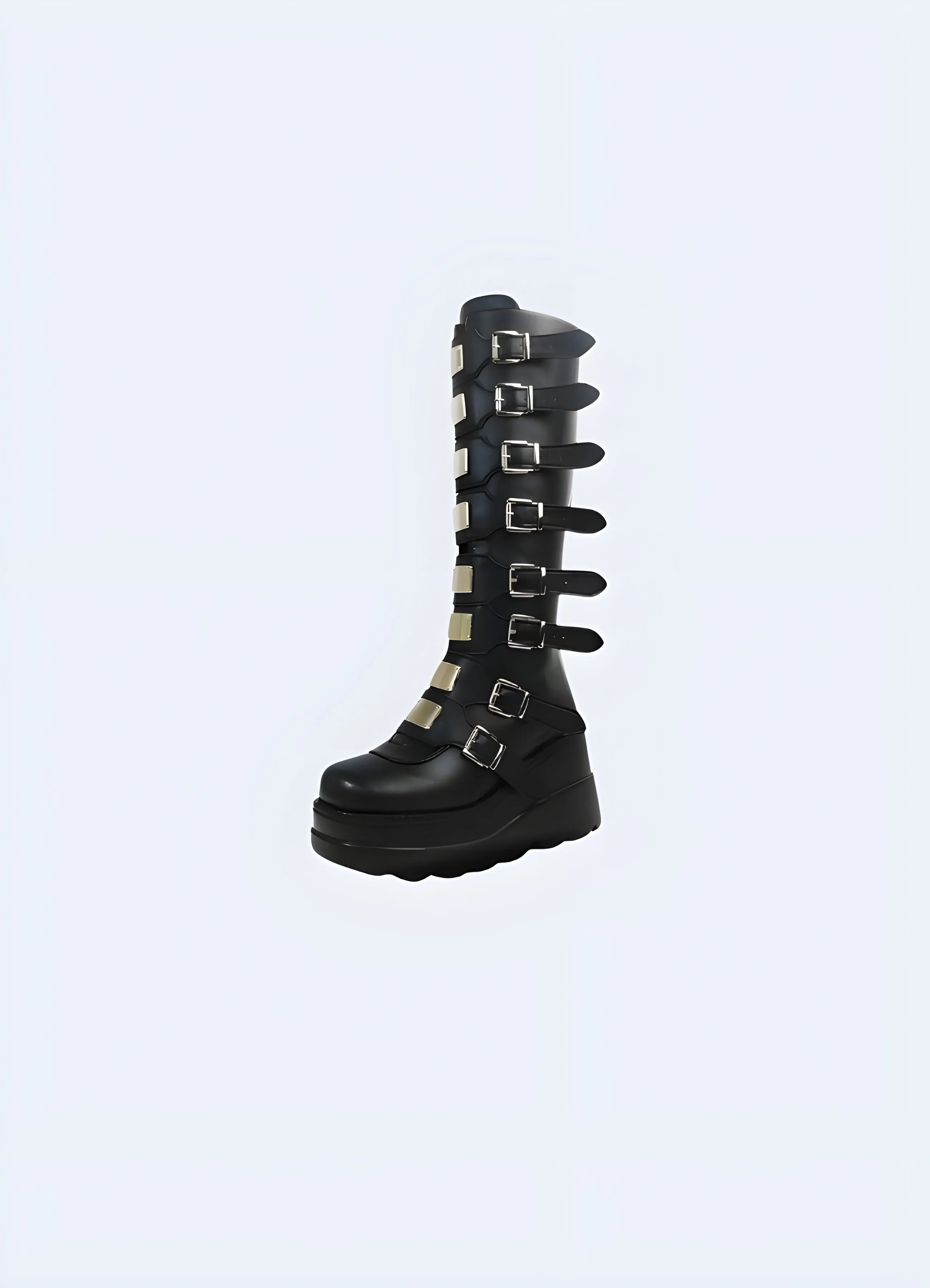 Techwear Gothic Buckle Knee-High Boots