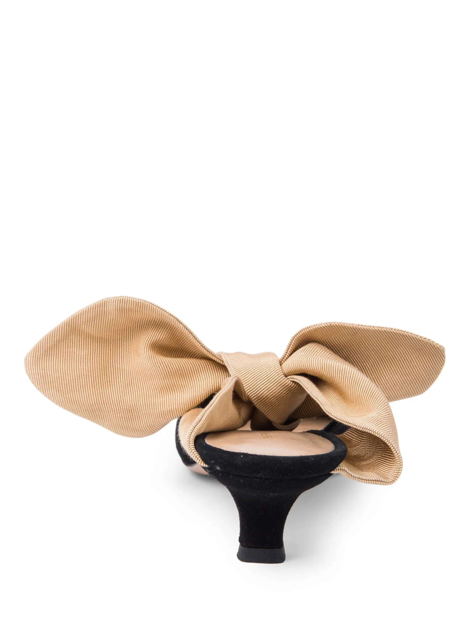 The Row Suede Slip On Bow Kitten Heels Black Gold