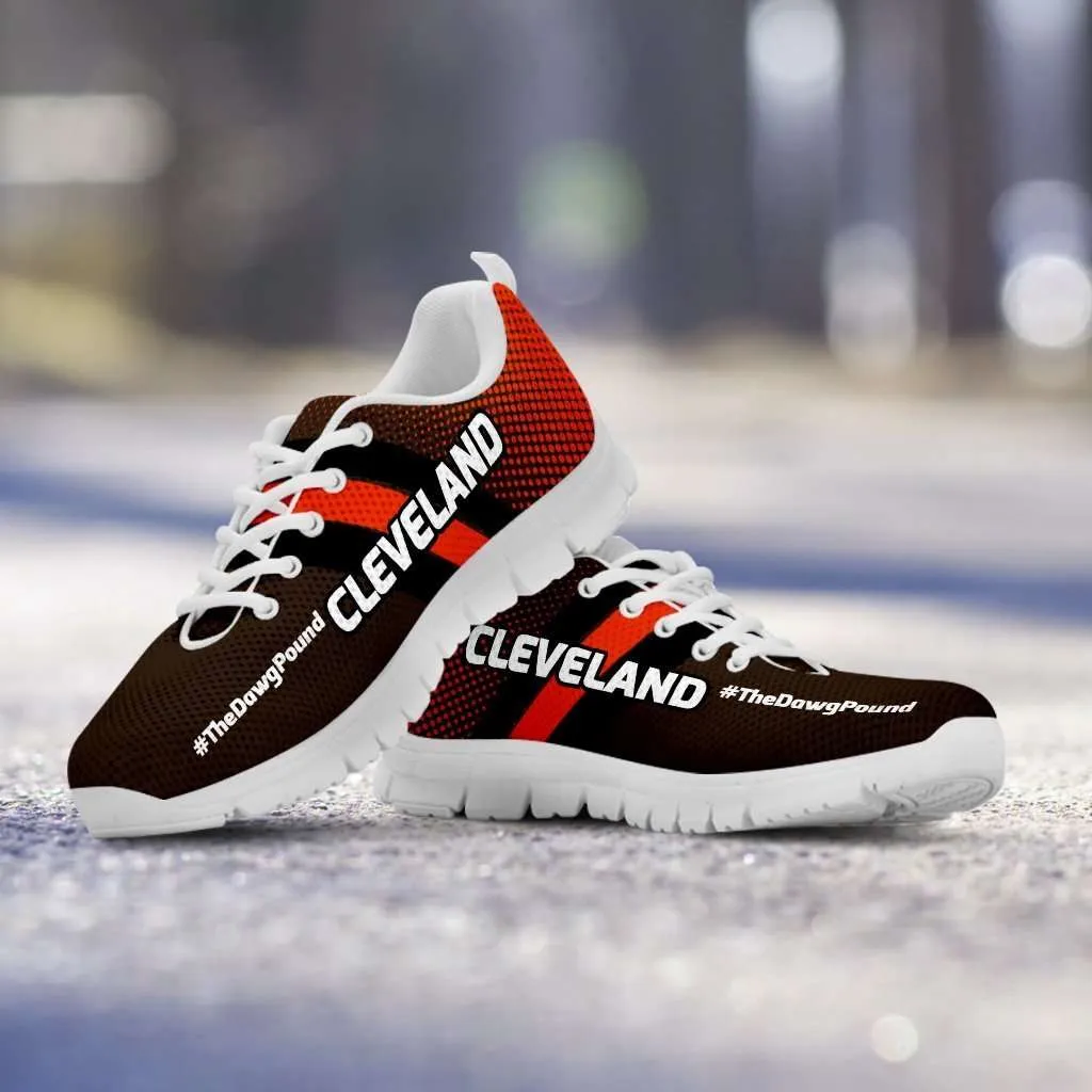 #TheDawgPound Cleveland Fan Mesh Fabric Running Shoes (White Toe Text)