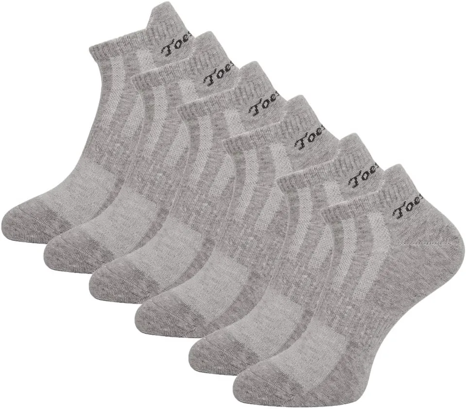 Toes&Feet Men's Anti Athletes Foot Odor Resist Anti-Sweat Thin Cotton Crew/Low Cut Sports Socks, Size 6-12