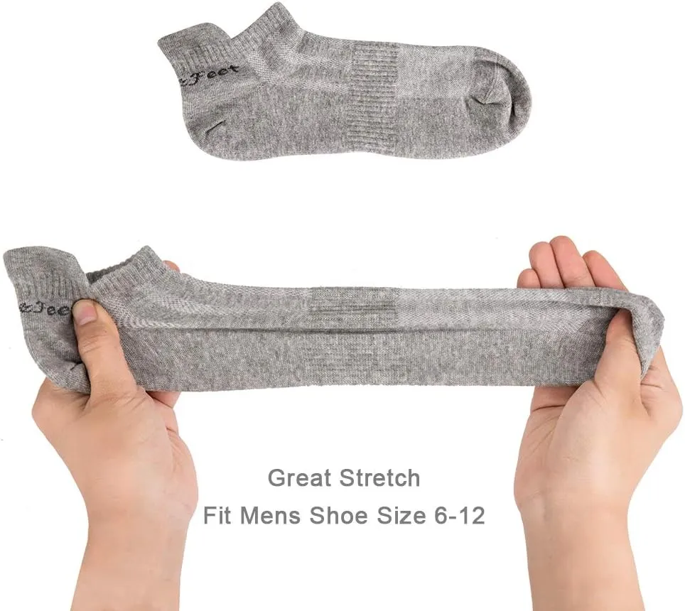 Toes&Feet Men's Anti Athletes Foot Odor Resist Anti-Sweat Thin Cotton Crew/Low Cut Sports Socks, Size 6-12