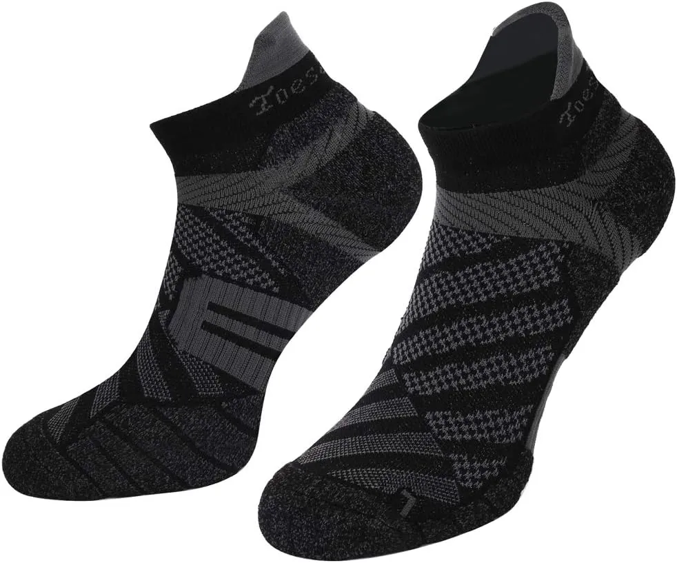 Toes&Feet Men's Anti Odor Quick Dry Cushioned Low Cut Compression (20-30mmHg) Running Socks
