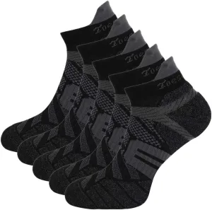 Toes&Feet Men's Anti Odor Quick Dry Cushioned Low Cut Compression (20-30mmHg) Running Socks