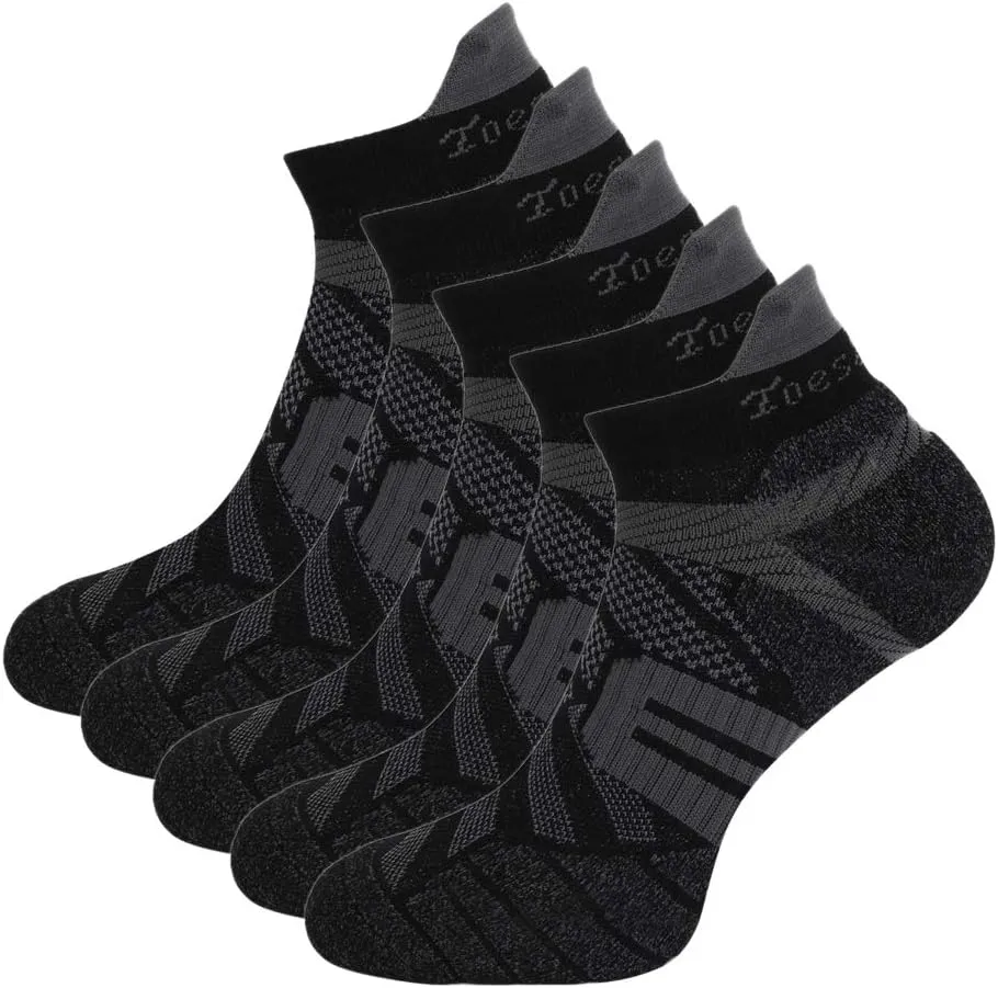 Toes&Feet Men's Anti Odor Quick Dry Cushioned Low Cut Compression (20-30mmHg) Running Socks