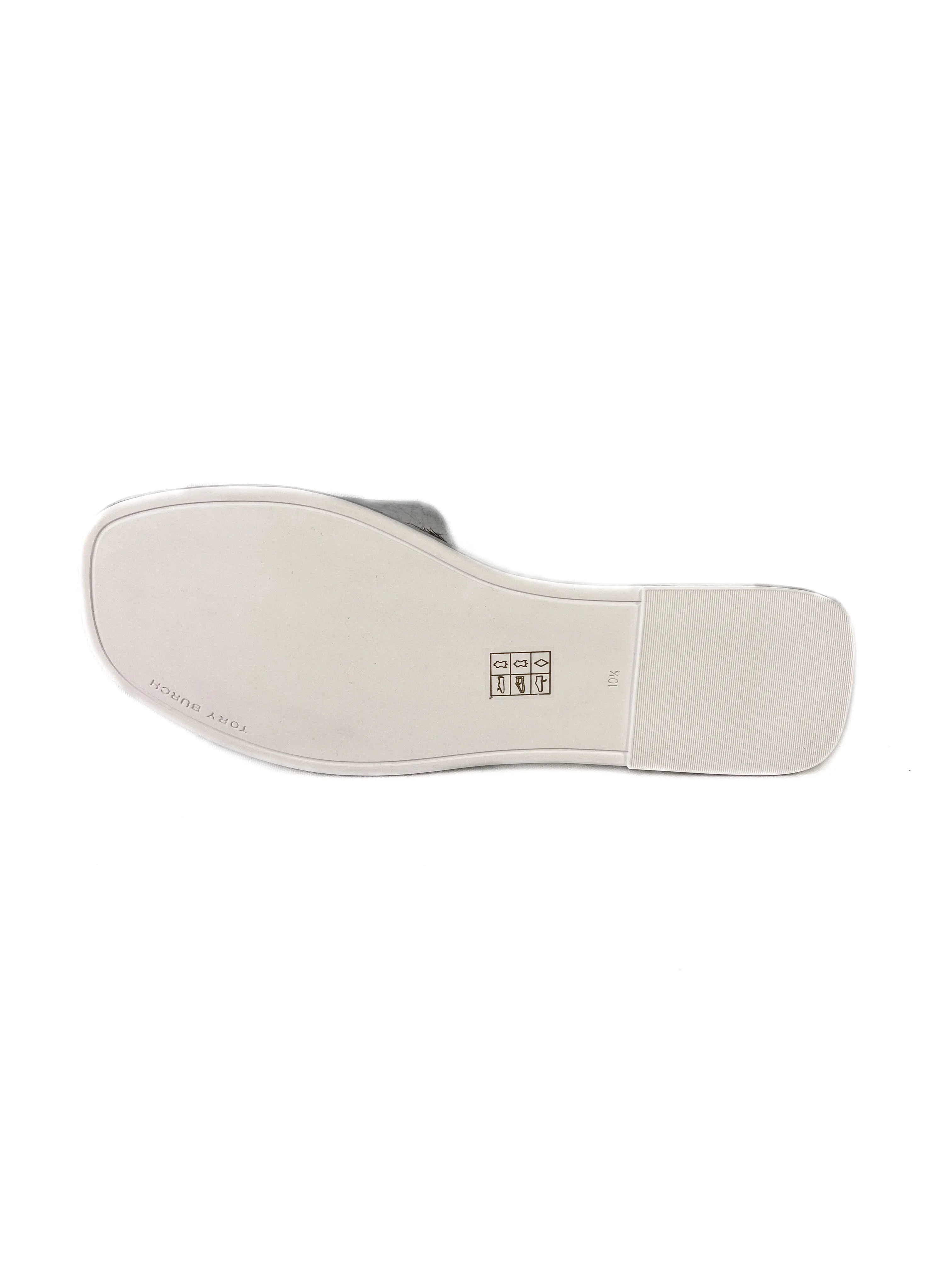 Tory Burch silver metallic leather Double T sport slides size 10.5 NEW