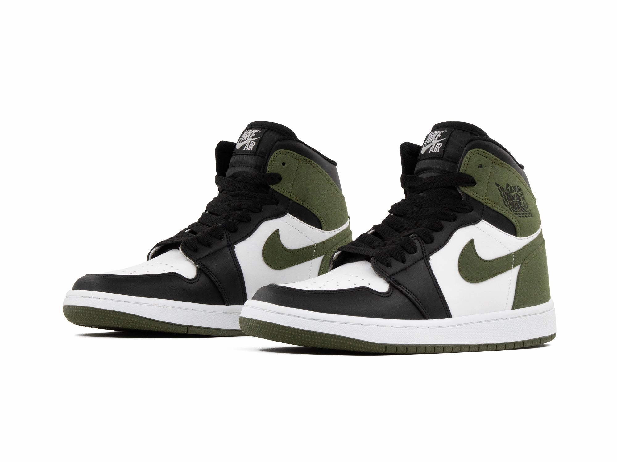 Tenis Retro 1 Blanco Verde Negro breathable vents Waffle Outsole