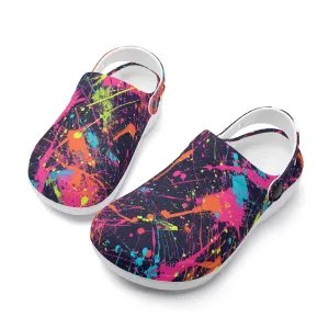Treadz Nursing Slide On Clogs - Paint Splat