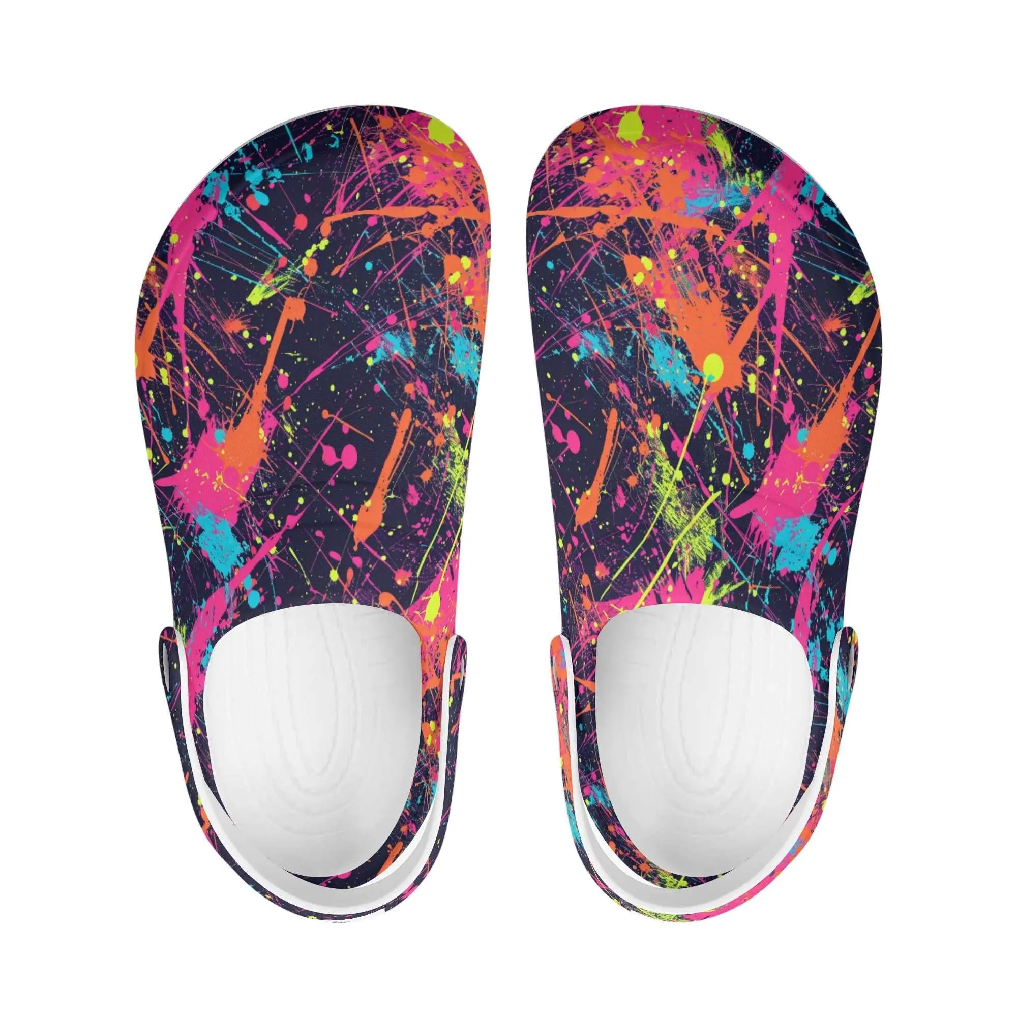 Treadz Nursing Slide On Clogs - Paint Splat