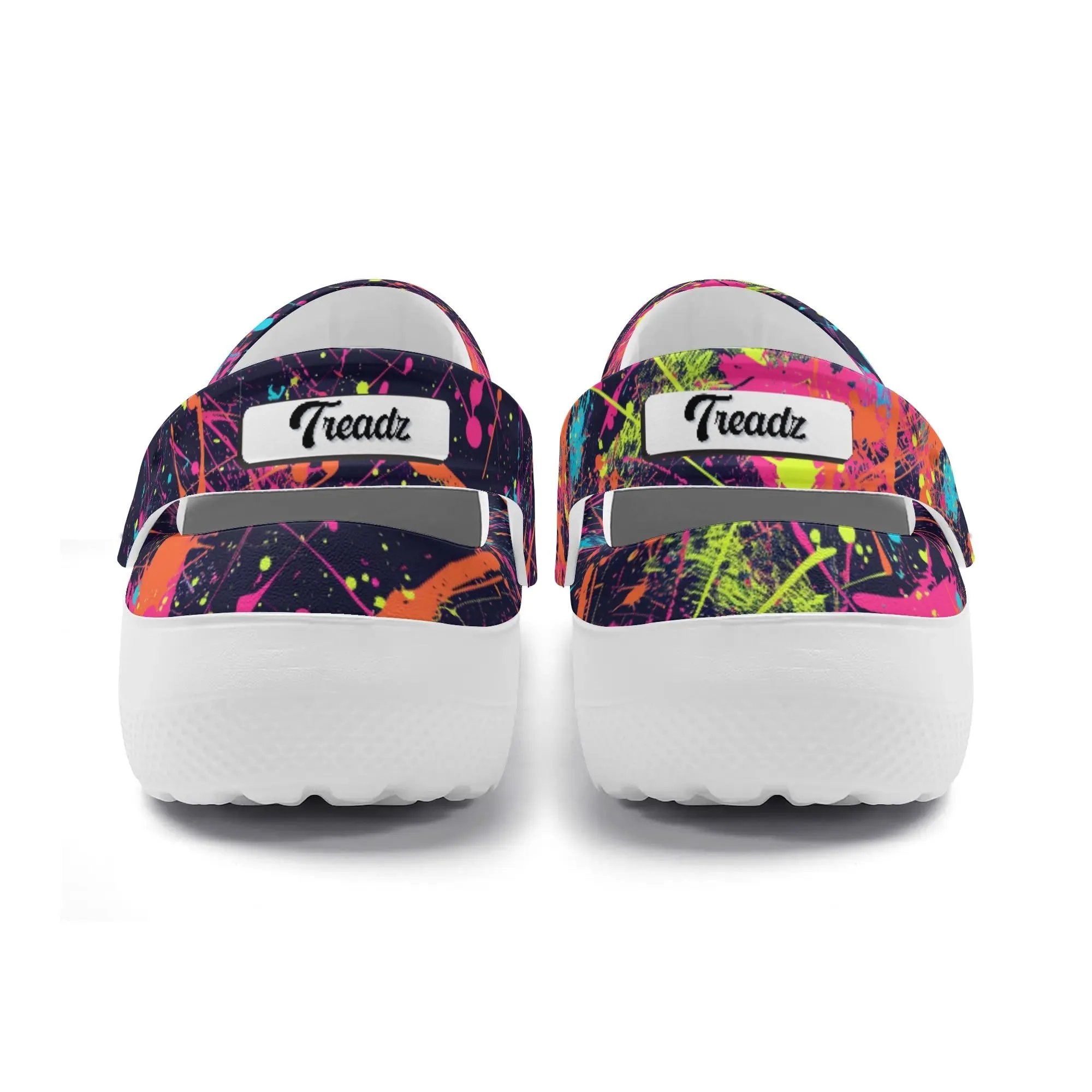 Treadz Nursing Slide On Clogs - Paint Splat