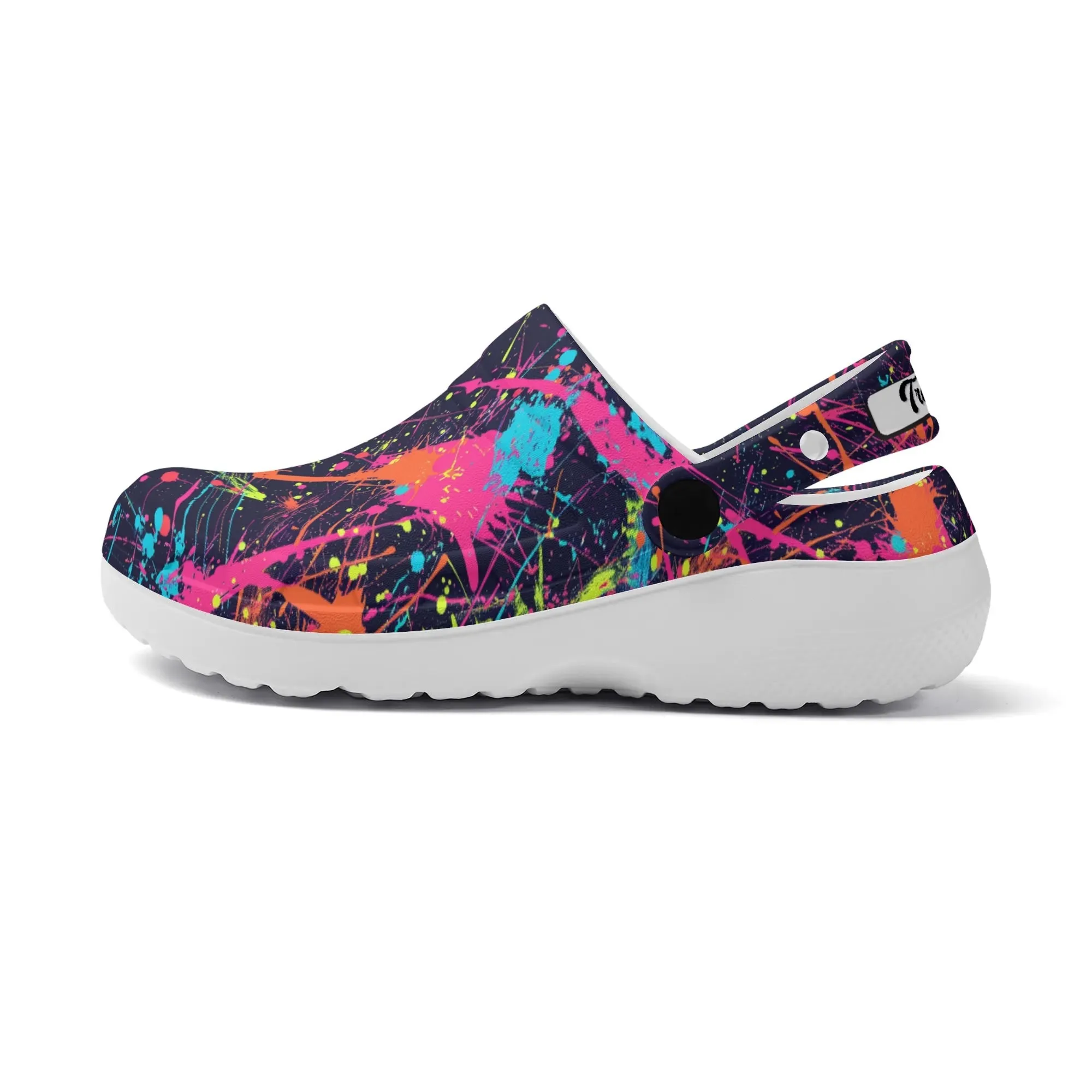 Treadz Nursing Slide On Clogs - Paint Splat