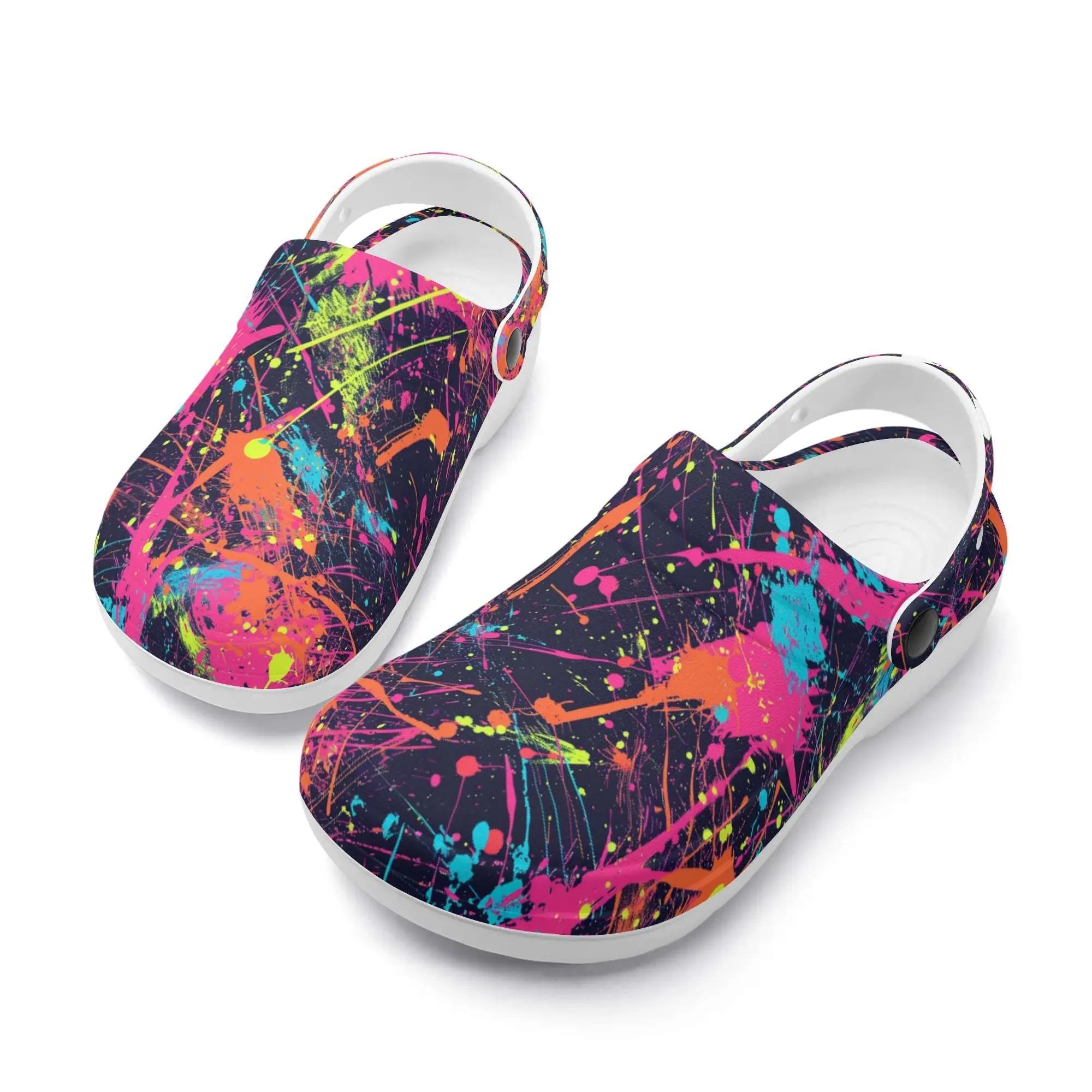 Treadz Nursing Slide On Clogs - Paint Splat