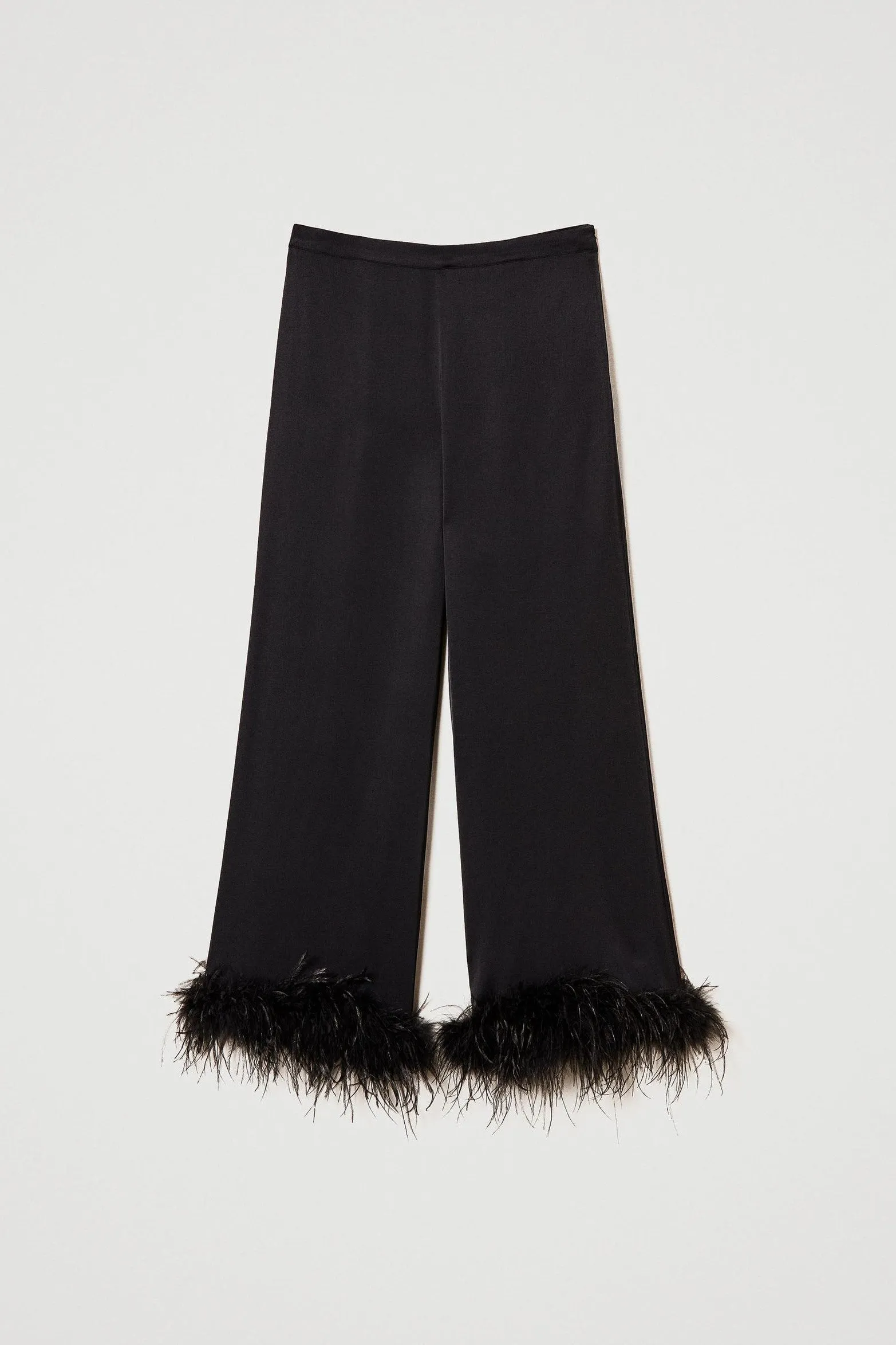 Twinset Satin Pants With Feather