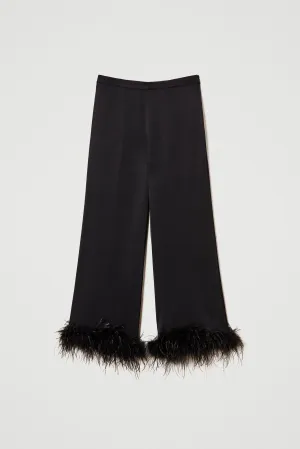 Twinset Satin Pants With Feather