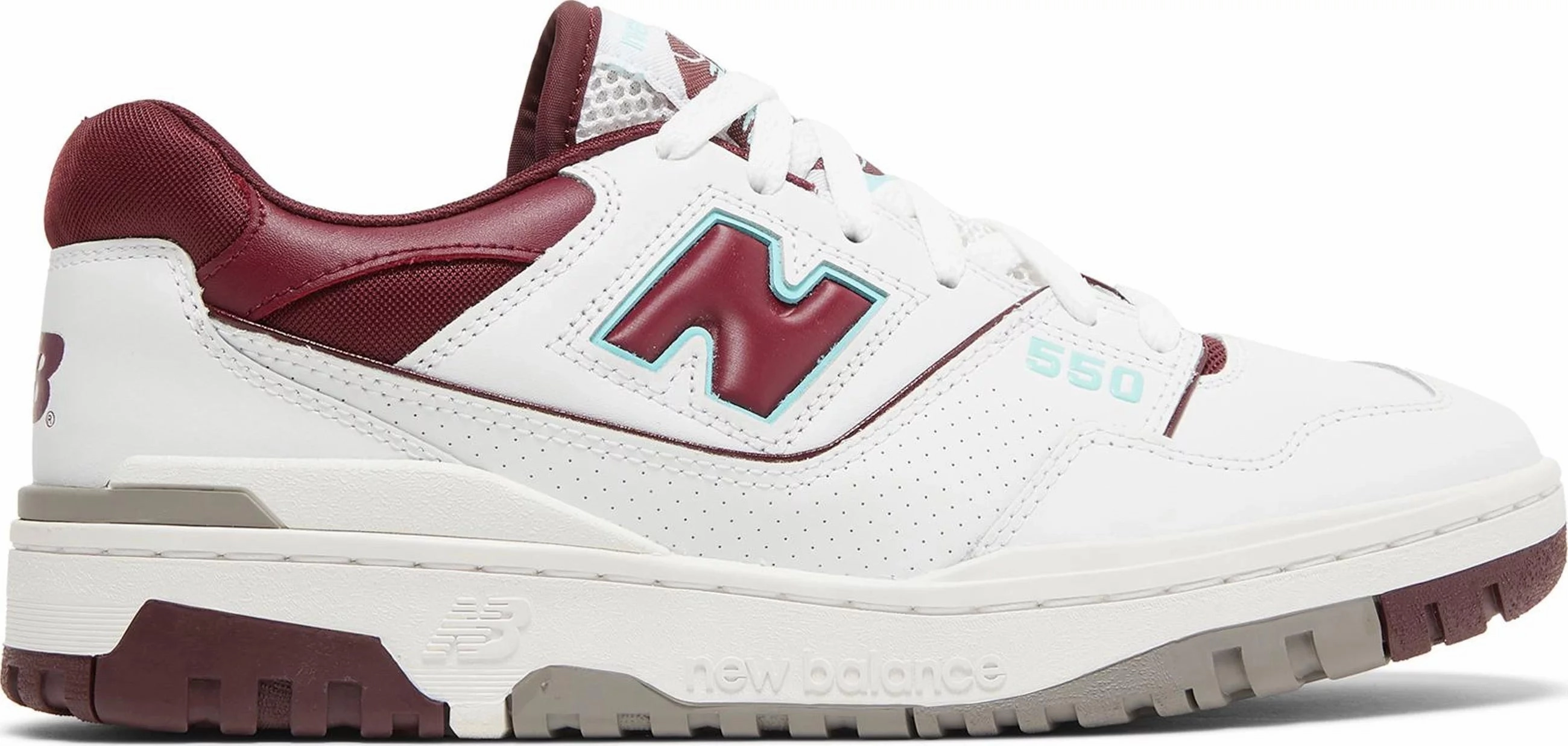 Layered Look New Balance 550 Burgundy Cyan
